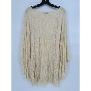 a reve Lace Bell Sleeve Dress Cream Ivory Boho Festival Size S